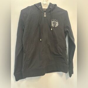BCBGMaxAzria Black Hoodie with Embroidered Detail